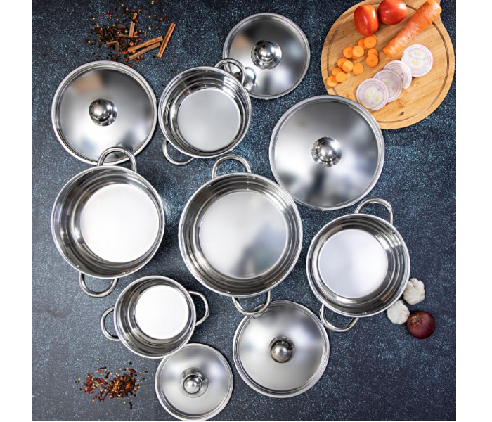 Royalford RF9350 Stainless Steel Cookware Set - 12 Pieces, Silver - Zoom Image 3