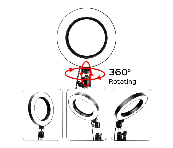 Trands F-539B 10 Inch LED Professional Ring Light Tripod Stand with 3 Light Modes and Phone Holder - Black - Zoom Image 3