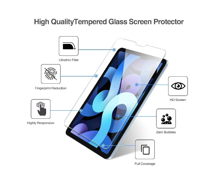 Trands TR-SP7128 10.9 Inch 9H Toughness HD Clarity Scratch Resistant Tempered Glass Screen Protector for iPad Air 2020 - Zoom Image 2