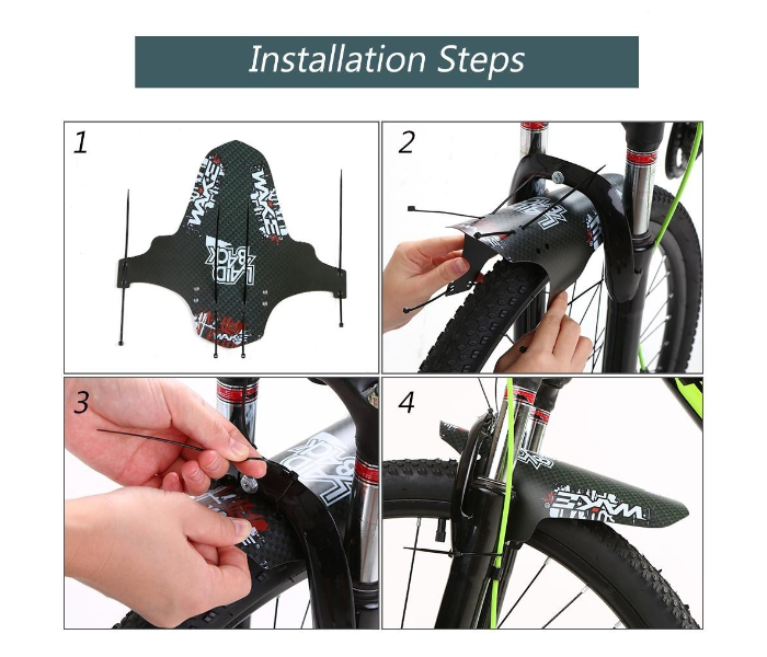 Mountain Bike Fender Mudguard  Design 1 - Black - Zoom Image 3