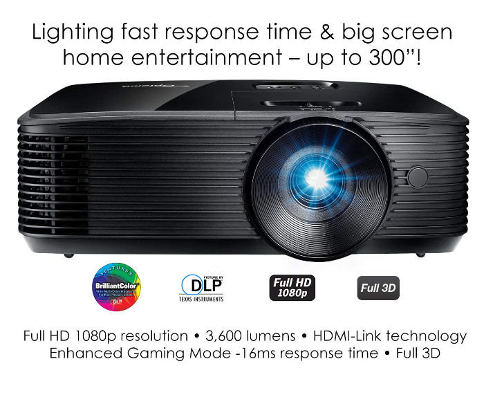 Optoma HD146X Bright 3600 Lumens DLP Single Chip Design Full HD 1080p Native Display DLP Technology 3D Projector - Zoom Image 2