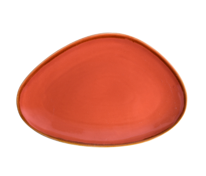 Shuer XY10125 35.5cm Ceramic Plate With Glazed and Painted Edges - Orange - Zoom Image