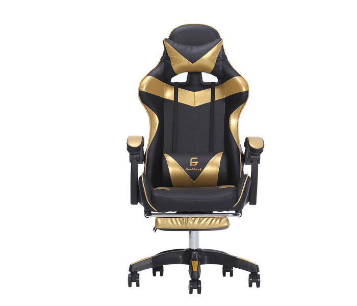 Flash Hawk Fantastic Steel Gaming Chair - Black and Gold - Zoom Image