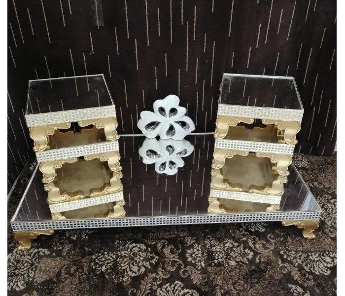 Arabic Majlis Glass Table Set - Golden and Silver - Zoom Image