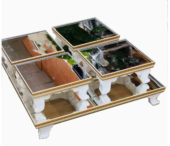 Classic Arabic Style 5 Pieces Square Table Set - White - Zoom Image