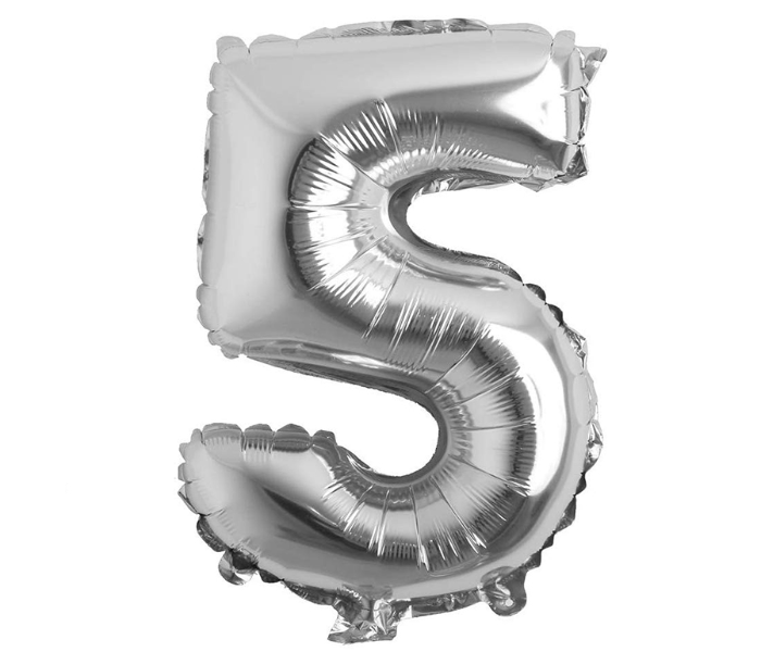 40 Inch Folio Number 5 Digit Helium Birthday Party Balloons - Silver - Zoom Image