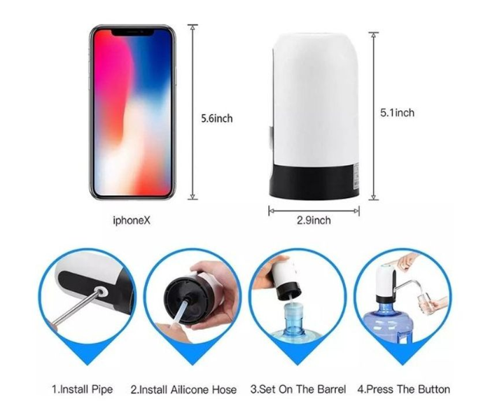 Portable USB Charging Electric Pumping Automatic Water Dispenser - White - Zoom Image 3