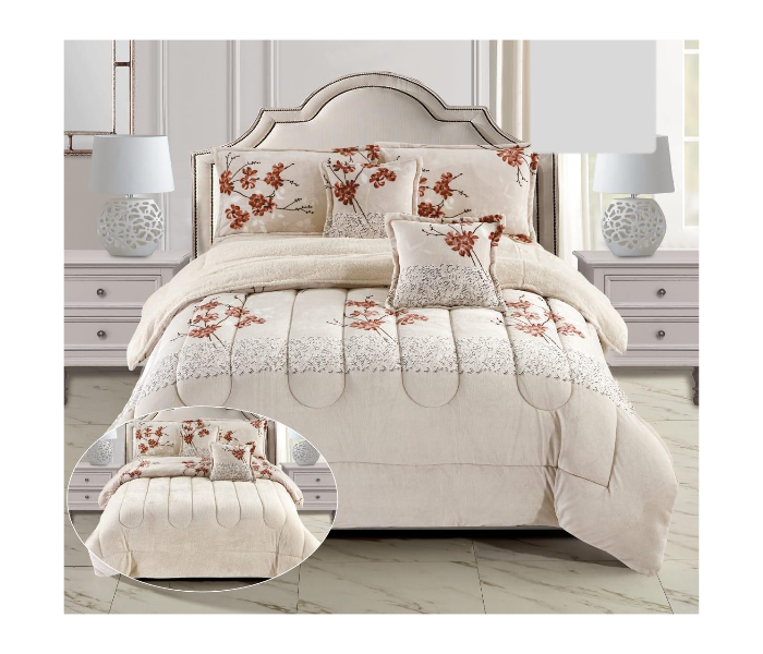 Set of 6 Piece King Size Double Bed Comforter Set - Beige - Zoom Image