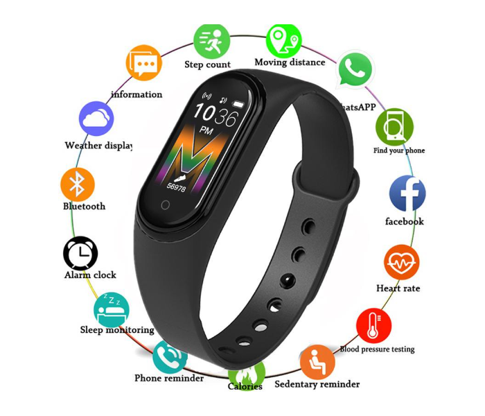 M5 Smart Band FitnessTracker Smart Bracelet Heart Rate Blood Pressure Smart Watch Sport - Black - Zoom Image 5