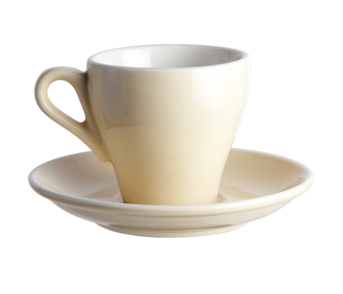 Shuer XY40027 90ml Glazed Coffee Cup and Dish - Cream - Zoom Image