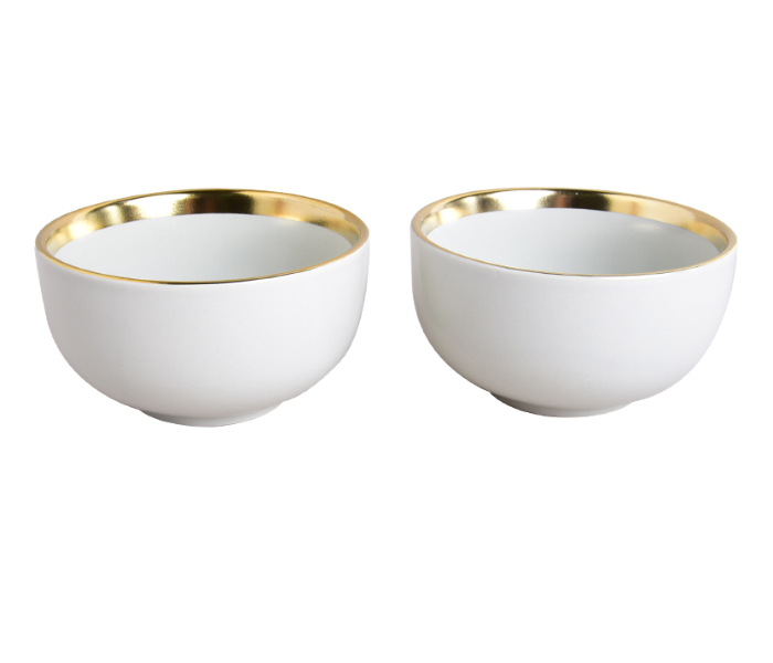 Generic JP20033 4.5 inch Set of 2 Straightmouth Bowls - White and Gold - Zoom Image