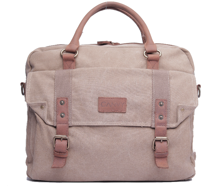 Para John PJBC8905K Canvy Leather Briefcase - Khaki - Zoom Image 1