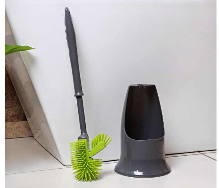 Royalford RF9836 Toilet Brush with Holder - Grey & Green - Zoom Image 1