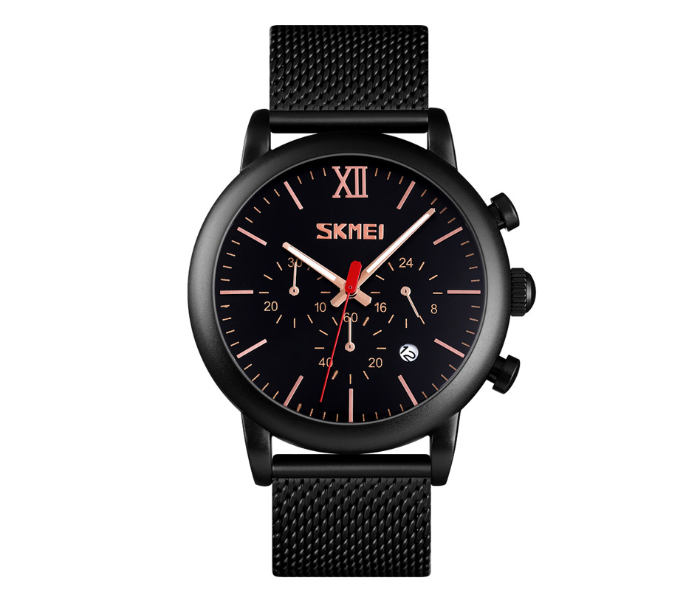 Skmei 9203 Mesh Steel Band Quartz Watch – Black - Zoom Image