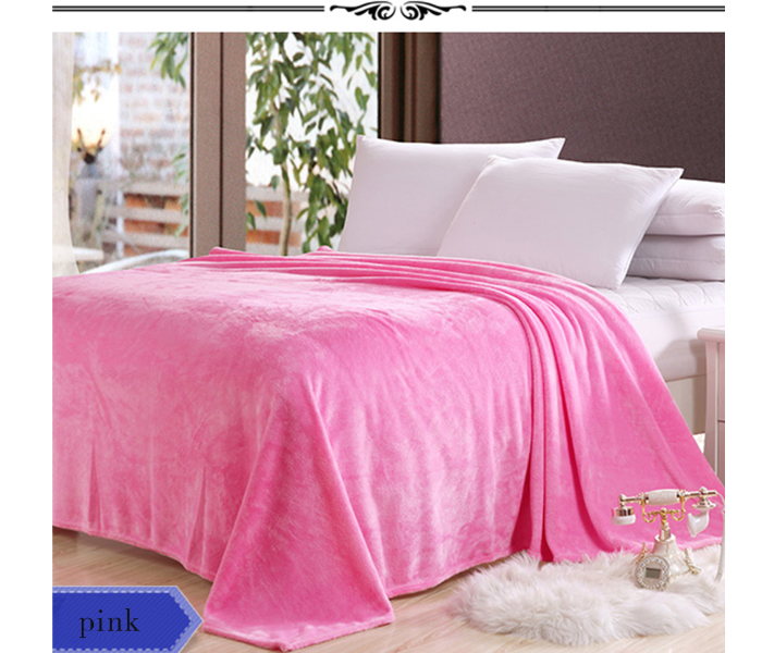 Generic Soft Flannel Bed King Size Blanket Flannel - Pink - Zoom Image