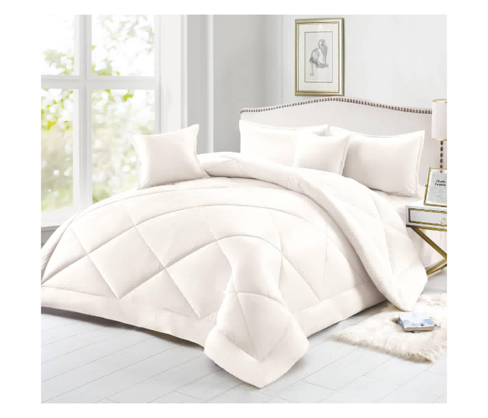 Set of 4 Piece King Size Single Bed Velvet Comforter Set - White - Zoom Image