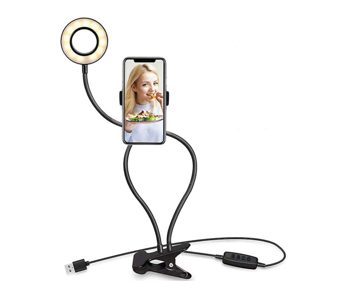 Trands TR-TH507 LED Selfie Ring Light with Flexible Mobile Phone Holder - Black - Zoom Image 1