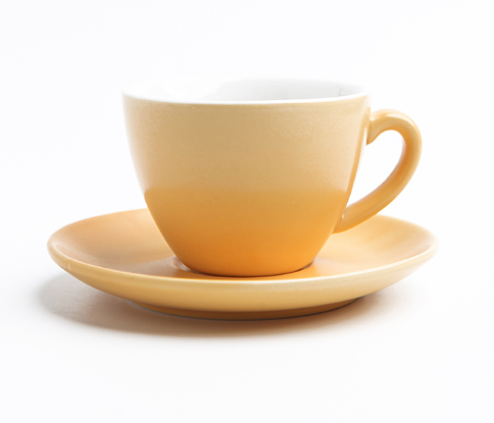 Shuer XY40093 320ml Matte Glaze Ceramic Coffee Cup and Saucer - Yellow - Zoom Image