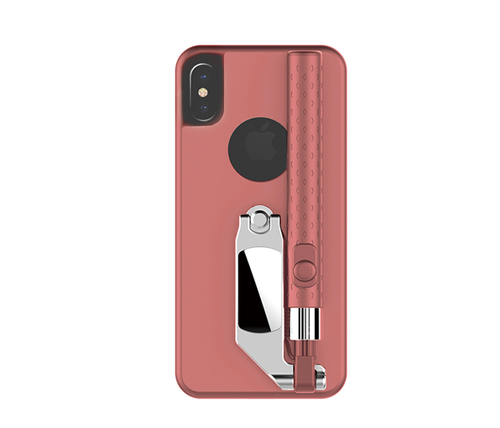 Tashells Selfie Stick Case For iPhone X - Rose Gold - Zoom Image