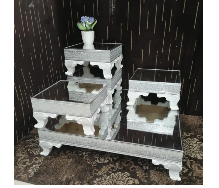 Arabic Majlis Glass Table Set - Silver - Zoom Image