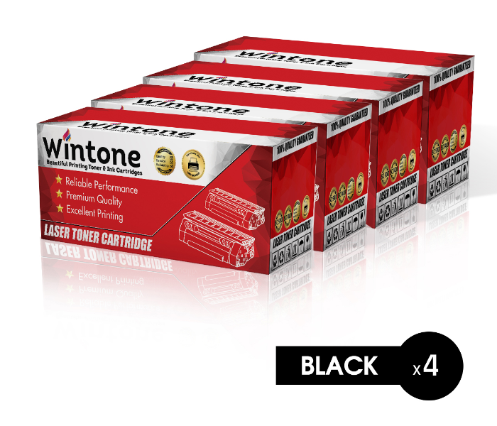 Wintone Set of 4 Pack Q7516U 16A Laser Toner Cartridge is Compatible for HP and Canon LBP - Black - Zoom Image