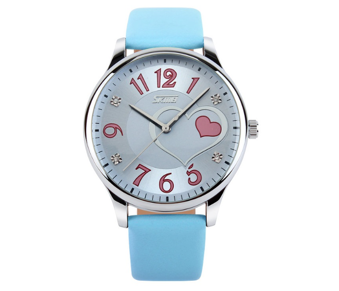 Skmei 9085 Leather Ladys Watch - Light Blue - Zoom Image