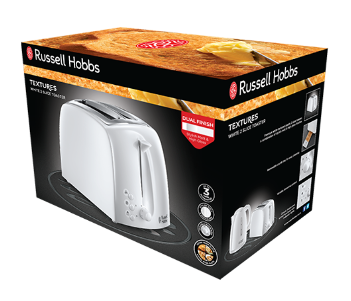 Russell Hobbs RH21640 Textures 2 Slice Plastic Toaster - White - Zoom Image 3