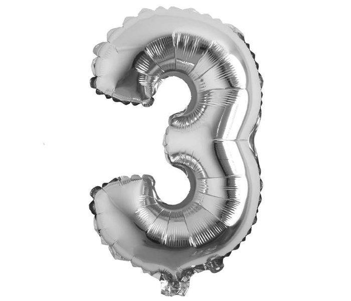 40 Inch Folio Number 3 Digit Helium Birthday Party Balloons - Silver - Zoom Image