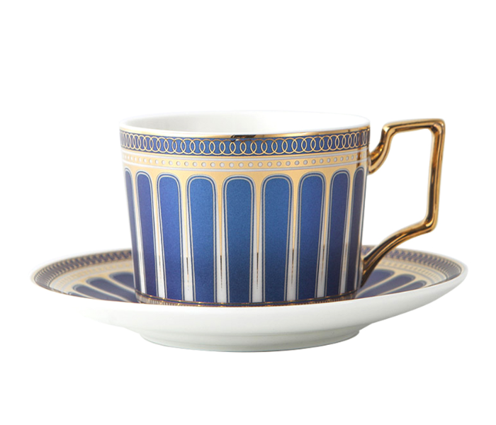 Shuer LJX40001 235ml Roman Holiday Ceramic Cup and Saucer - Blue - Zoom Image