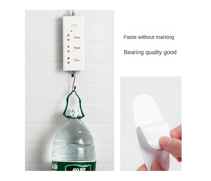 Home Self Adhesive Wall Mounted Socket Fixer Power Strip Holder Organizer - White - Zoom Image 2