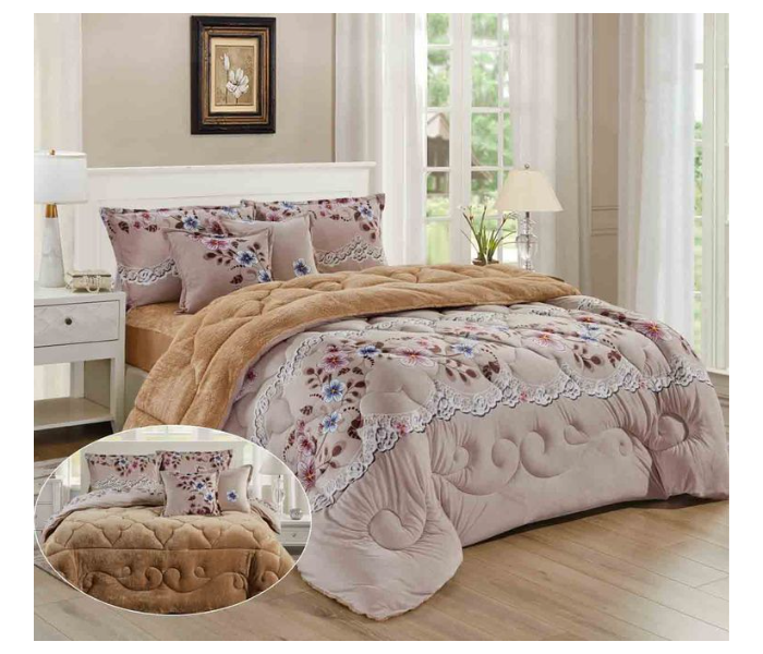 Classic Set Of 6 Piece King Size Comforter Set for Double Bed - Pink - Zoom Image