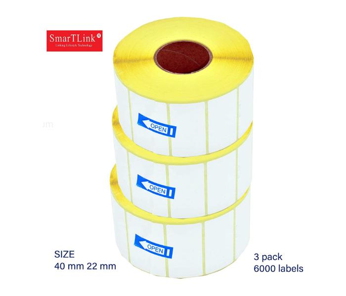 SmartLink SL355BRCX6 Pack of 3 6000 Labels Premium Quality Barcode Label Sticker- White - Zoom Image 2