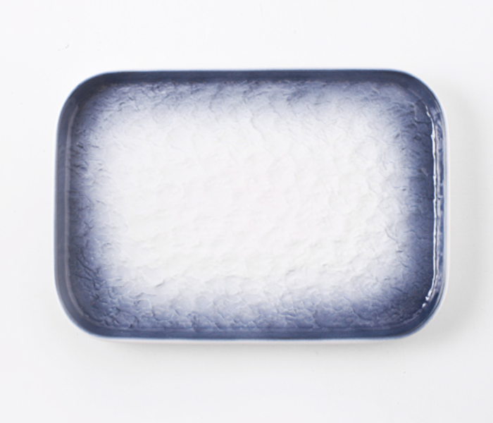 Shuer YEZ10010 8 inch Stone Pattern Ceramic Rectangular Plate - Blue - Zoom Image