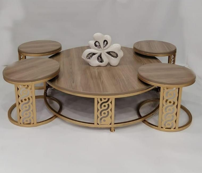 Arabic Majis Style 1 Five Pieces Table Set - Brown - Zoom Image