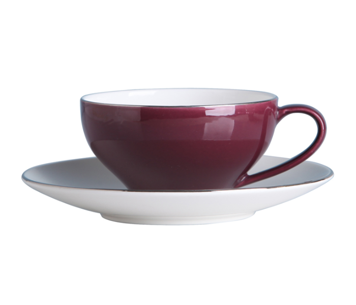 Shuer XY40115 150ml Thin Ceramic Coffee Cup and Saucer - Purple - Zoom Image