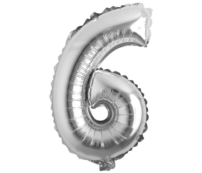 16 Inch Folio Number 6 Digit  Birthday Party Balloons - Silver - Zoom Image