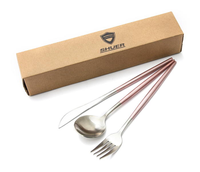 Shuer HD80012 Stainless Steel Silver Knife Fork and Spoon Set - Bronze - Zoom Image