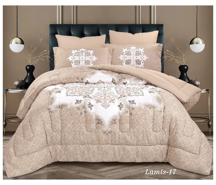 Single Plain Two Sided Tree 4 Piece Comforter Set - Milky Brown - Zoom Image