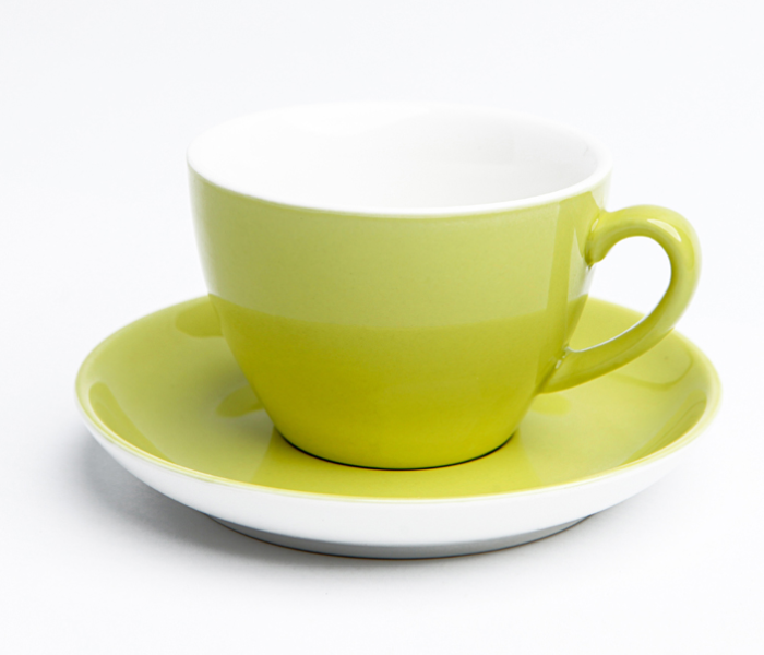 Shuer XY40066 300ml Ceramic Coffee Cup and Saucer - Light Green - Zoom Image