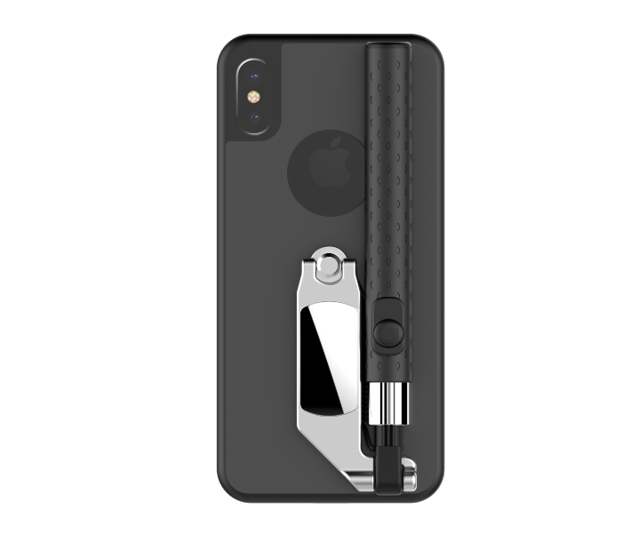 Tashells Selfie Stick Case For iPhone X - Black - Zoom Image