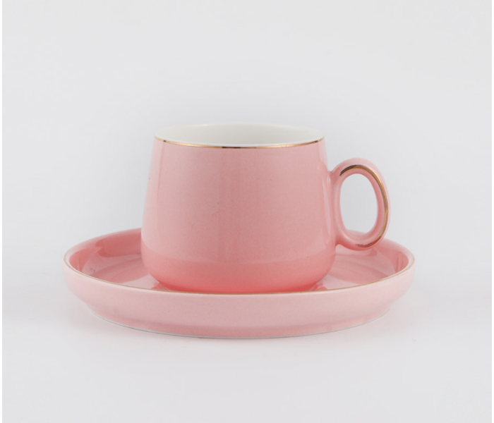 Shuer LJX40011 25ml Ceramic Small Round Handle Cup and Saucer - Pink - Zoom Image