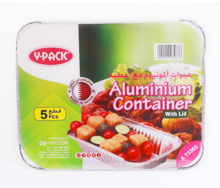 V-Pack A73365 322X263X60mm 5 Pieces Aluminium Container - Silver - Zoom Image