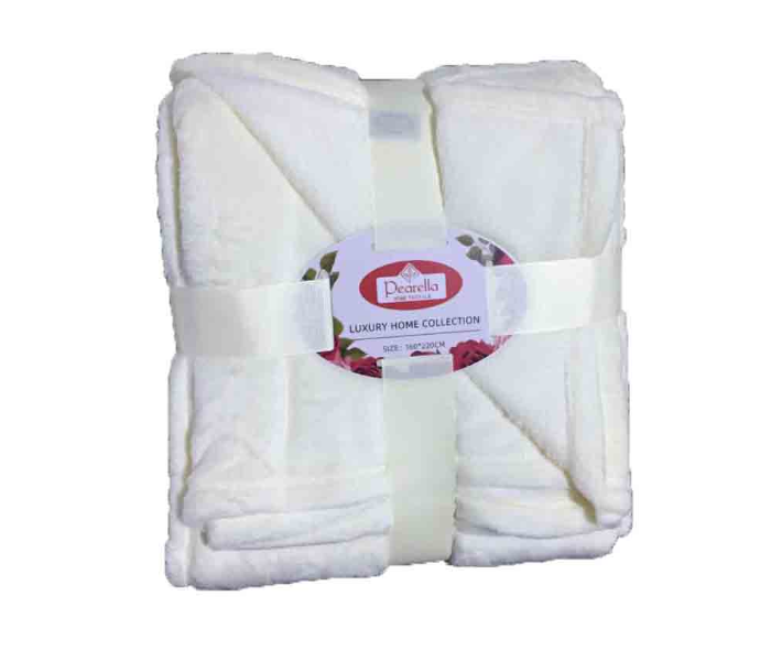 All Season 350GSM Microplush Thermal Fleece Single Leisure Blanket - Off White - Zoom Image