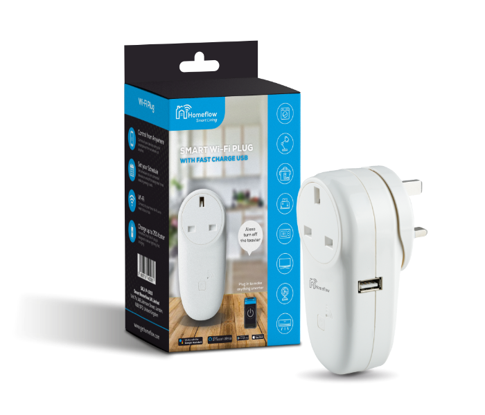 Homeflow Wi-Fi Smart Plug with Fast Charging USB - Zoom Image 1