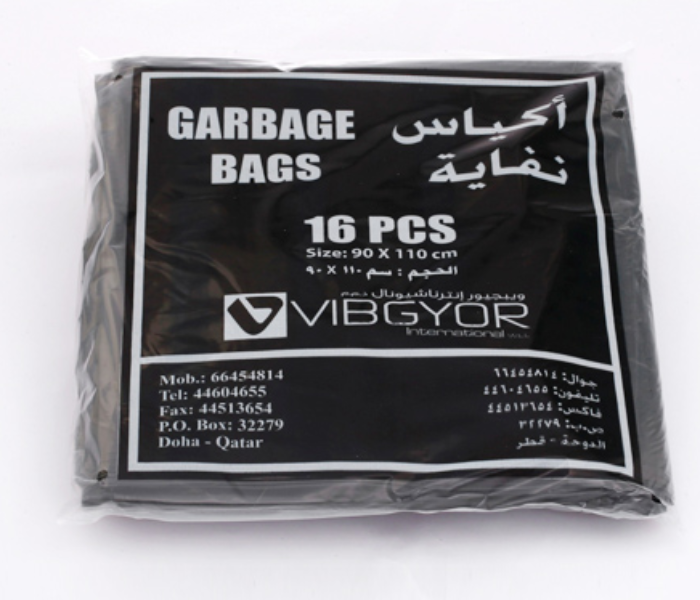 Vibgyor GB60853 16 Pieces 90 X 110cm Garbage Bag - Black - Zoom Image