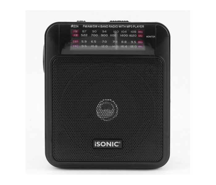 iSonic IR 224 4 Band Rechargeable Radio with Mp3 Player - Black - Zoom Image 1