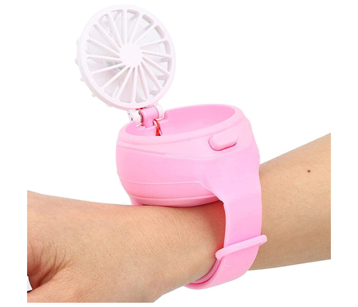 Mini Kids Handheld Creative Air Conditioning Fan Watch - Pink - Zoom Image 2