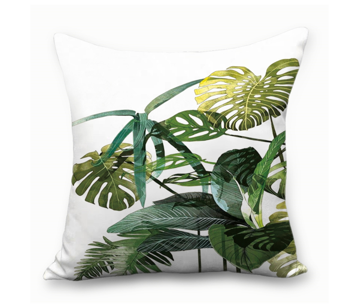 Sharpdo Modern Home Painted Cotton And Linen Pillowcase - White and Green - Zoom Image