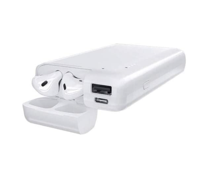 Morepro PB-1103 10000mAh High-Speed Charging Technology Power Bank with Charging Case for Airpods - White - Zoom Image 1