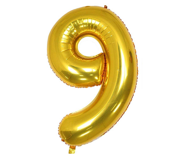 16 Inch Folio Number 9 Digit  Birthday Party Balloons - Gold - Zoom Image